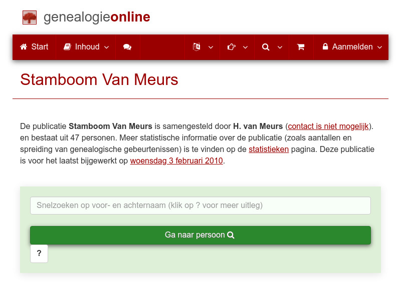 Screenshot van website