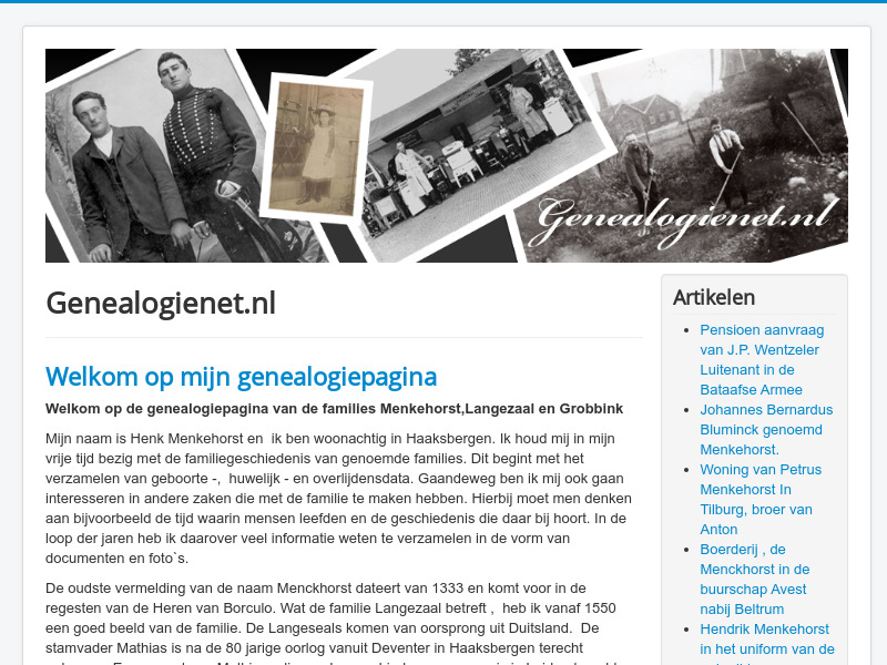 Screenshot van website