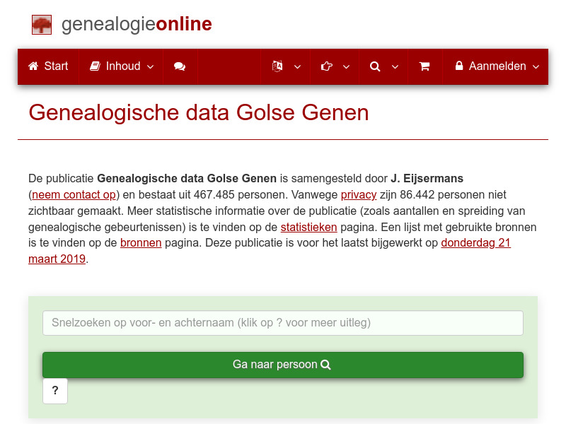 Screenshot van website