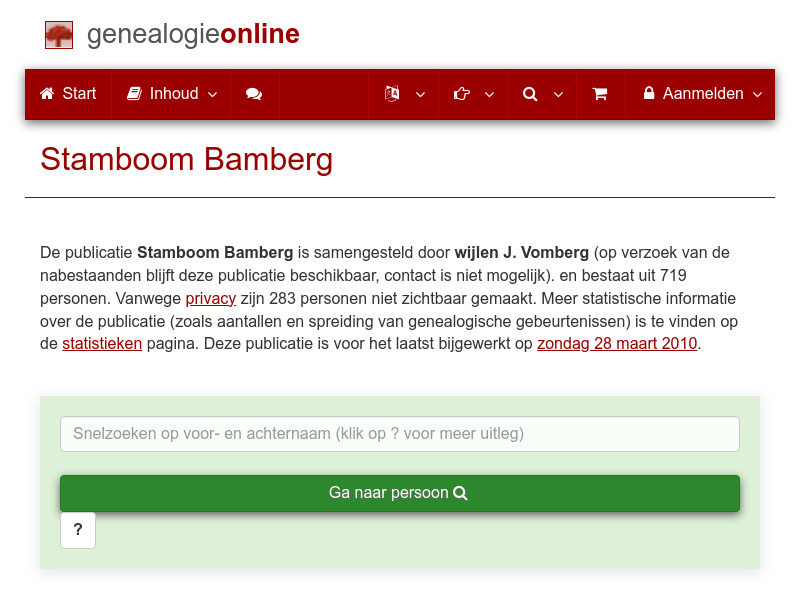 Screenshot van website