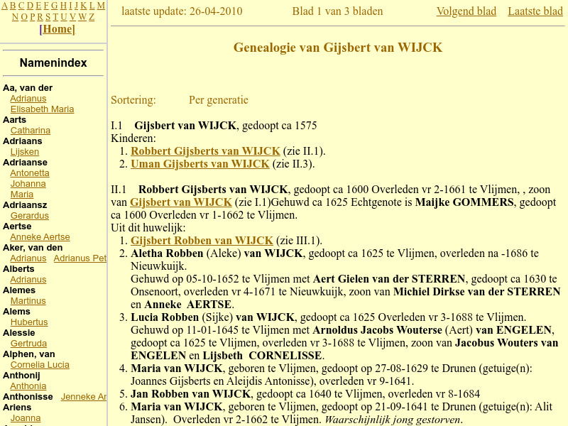 Screenshot van website