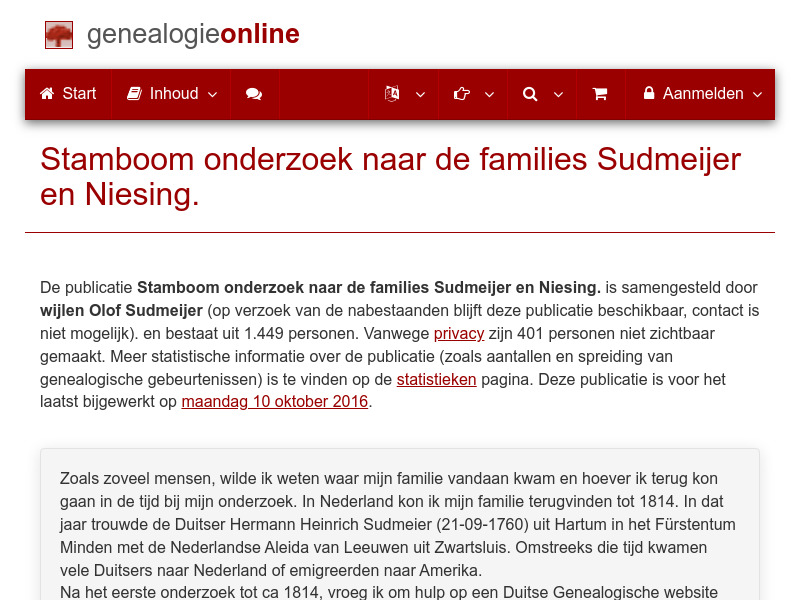Screenshot van website