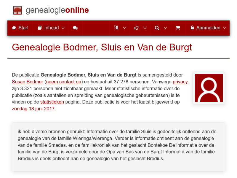 Screenshot van website