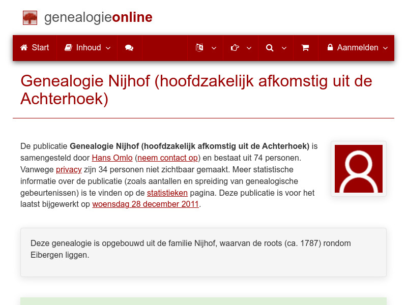 Screenshot van website