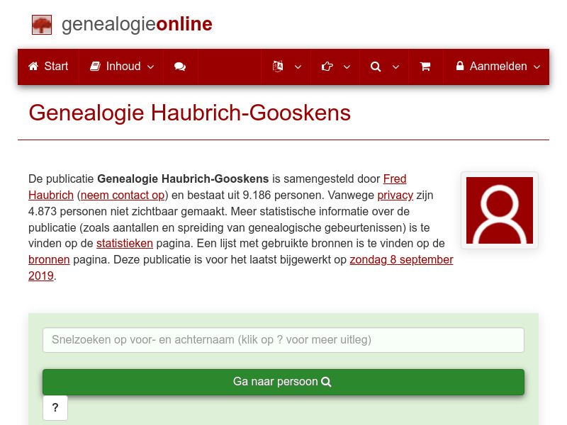 Screenshot van website