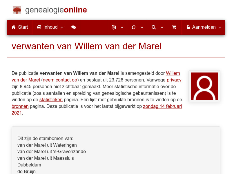 Screenshot van website