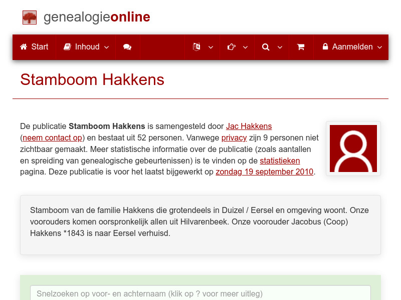 Screenshot van website