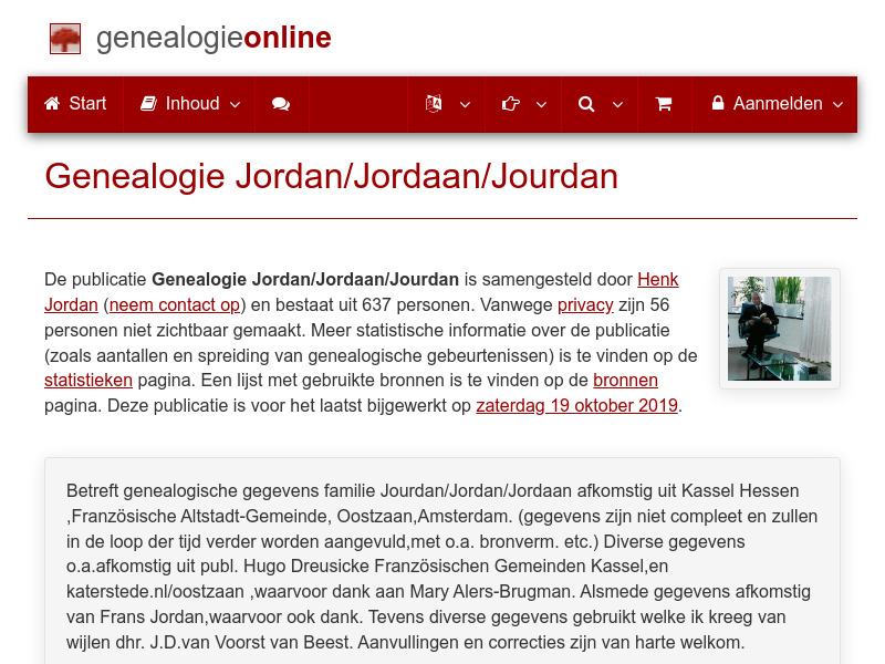 Screenshot van website