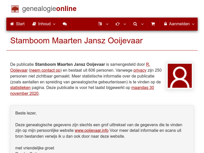 Screenshot van website