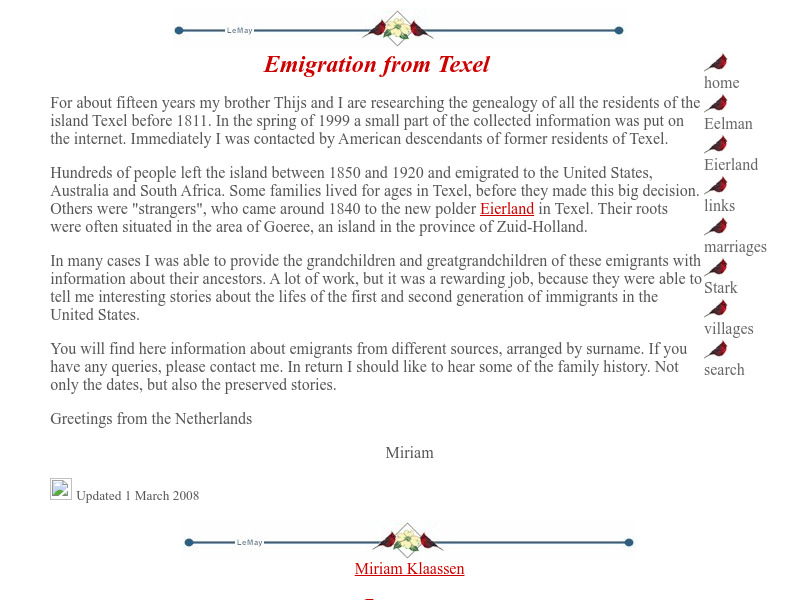 Screenshot van website