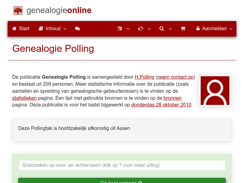 Screenshot van website
