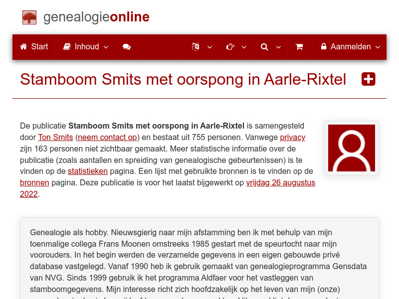 Screenshot van website