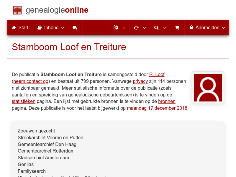 Screenshot van website