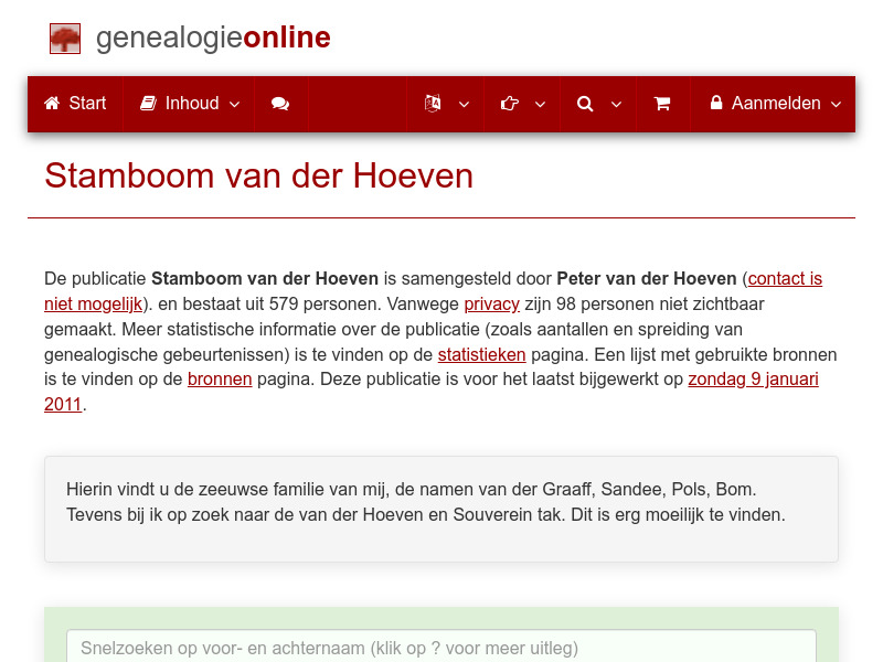 Screenshot van website