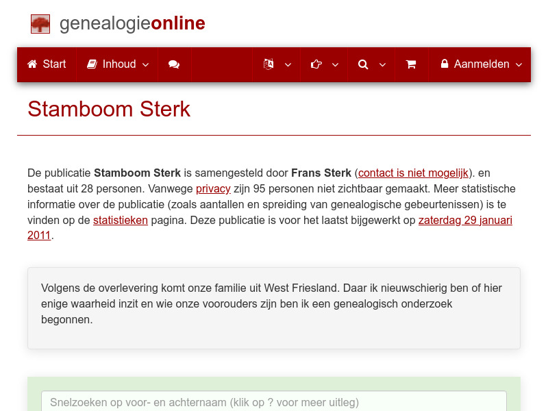 Screenshot van website