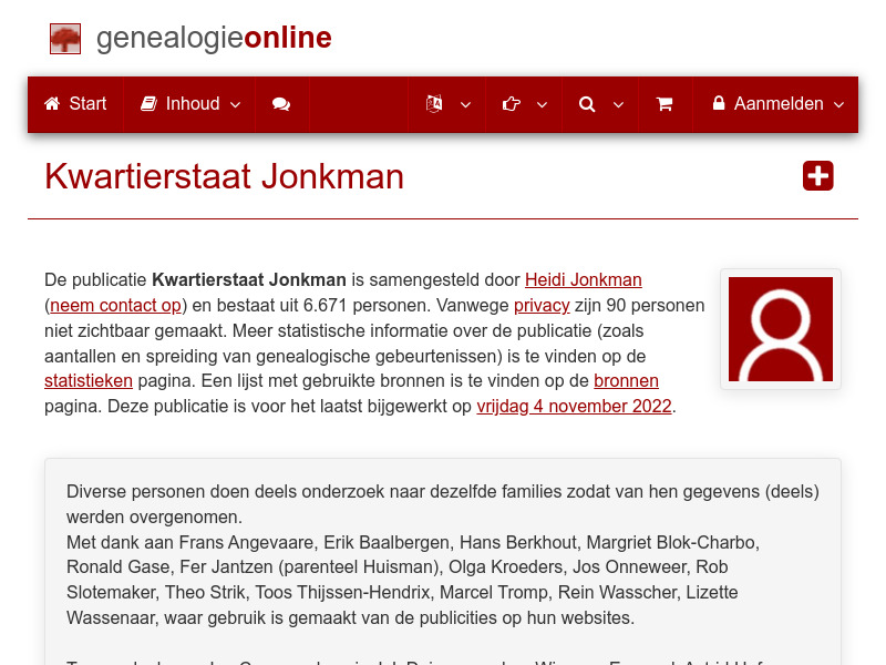 Screenshot van website