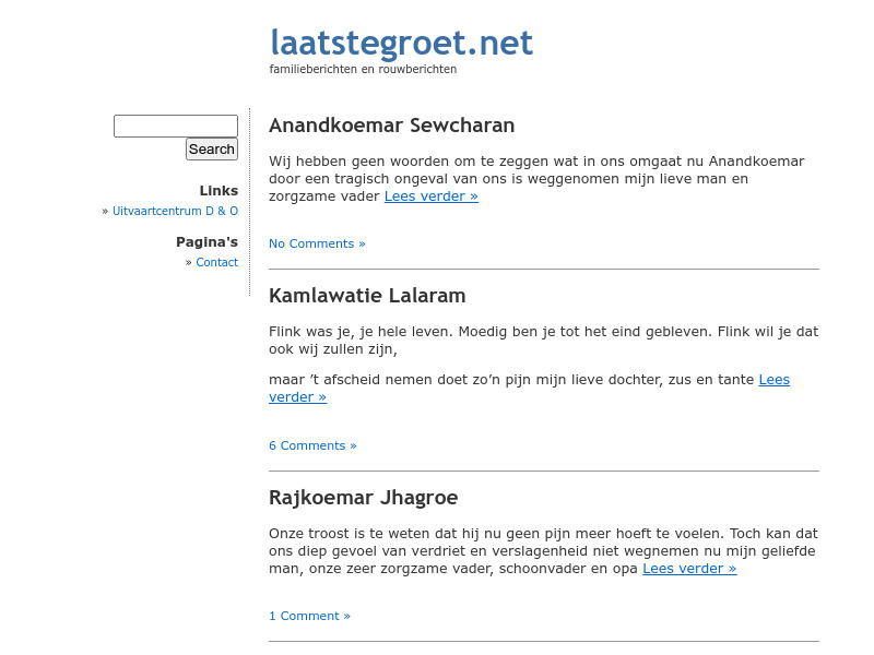 Screenshot van website