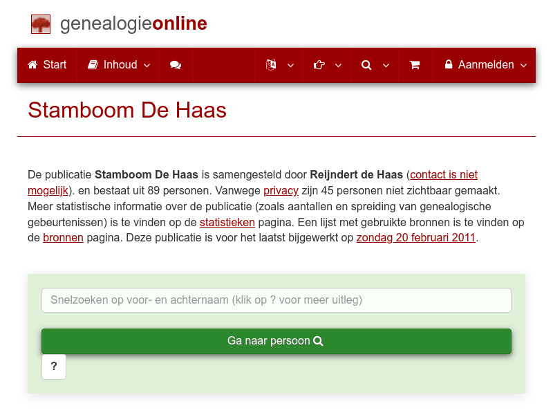 Screenshot van website