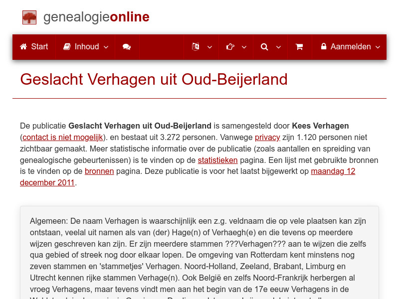 Screenshot van website