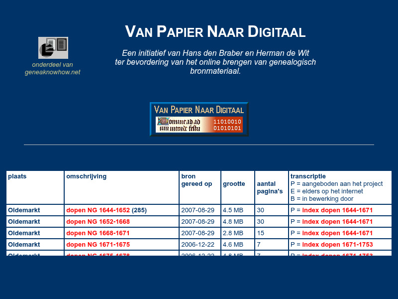 Screenshot van website