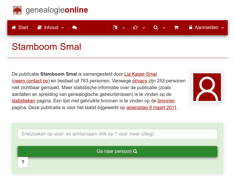 Screenshot van website