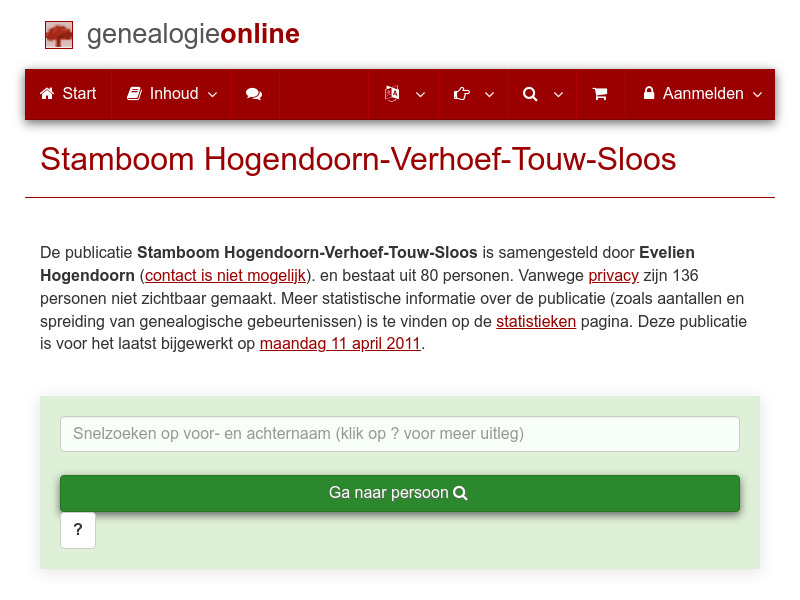 Screenshot van website