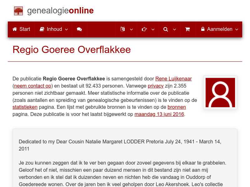 Screenshot van website