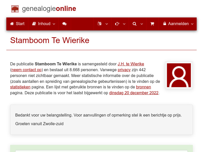 Screenshot van website