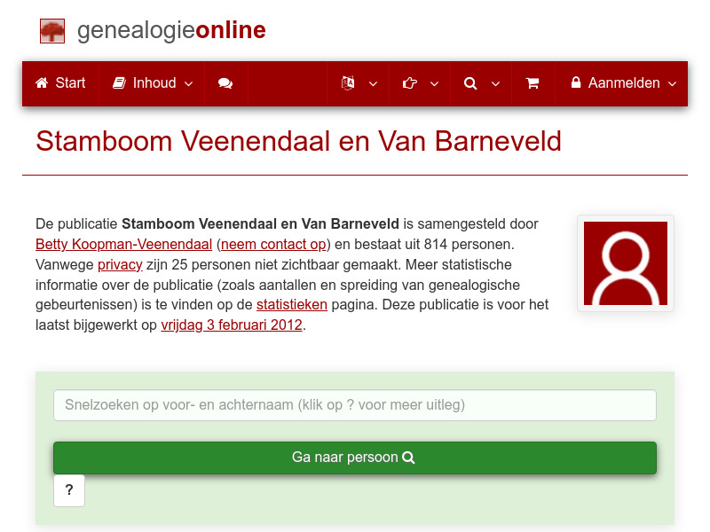 Screenshot van website