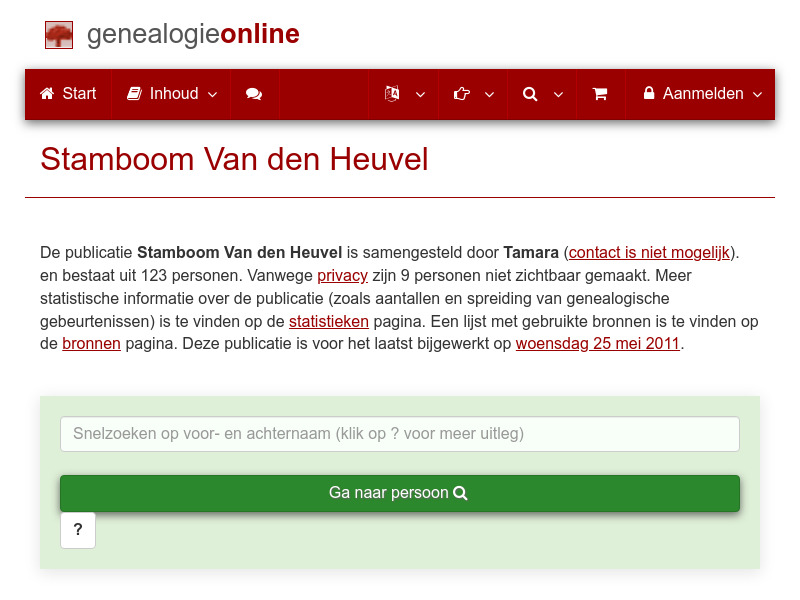 Screenshot van website