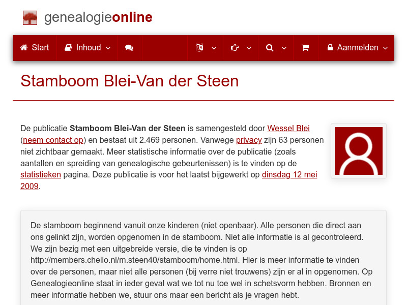 Screenshot van website