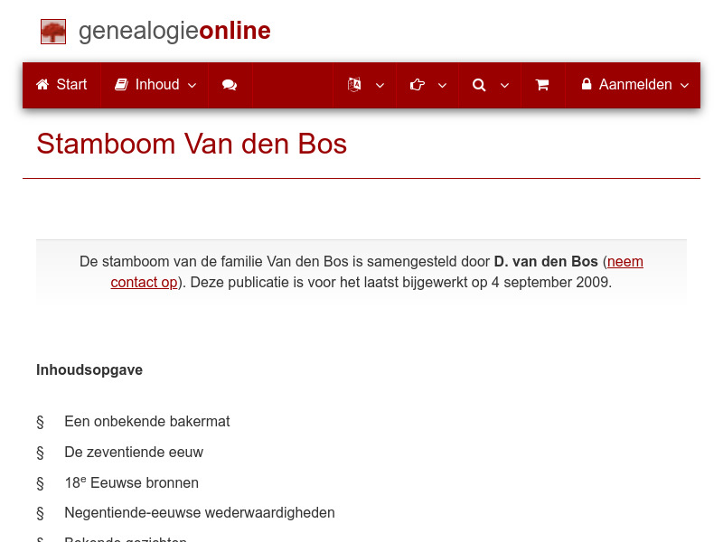 Screenshot van website
