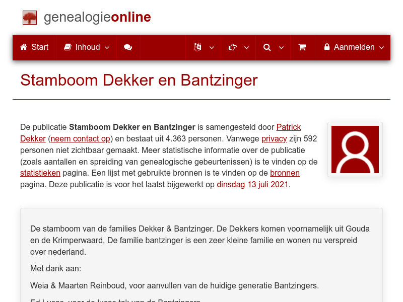 Screenshot van website