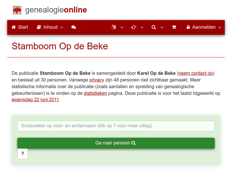 Screenshot van website