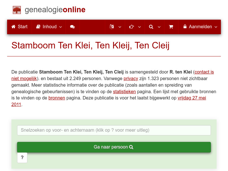 Screenshot van website