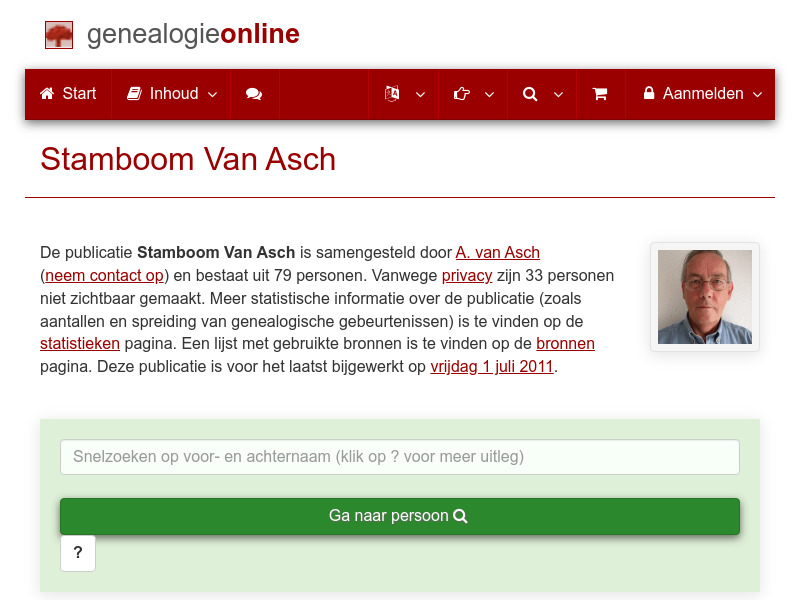 Screenshot van website