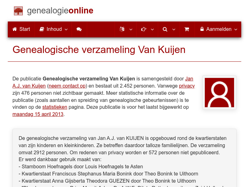 Screenshot van website