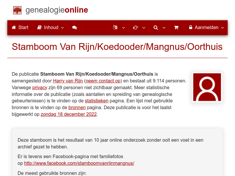 Screenshot van website