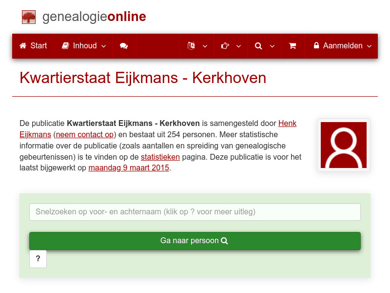 Screenshot van website