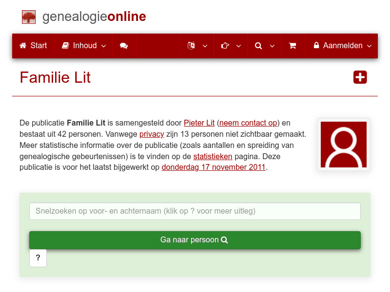 Screenshot van website