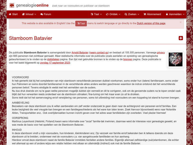 Screenshot van website