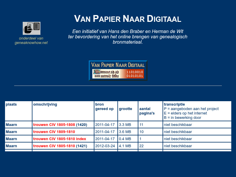 Screenshot van website