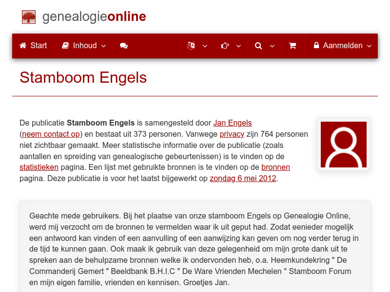 Screenshot van website
