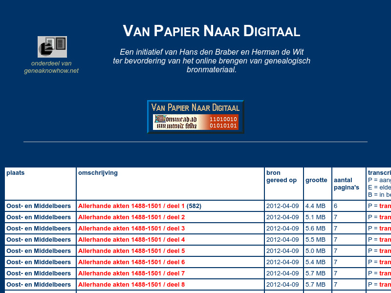 Screenshot van website