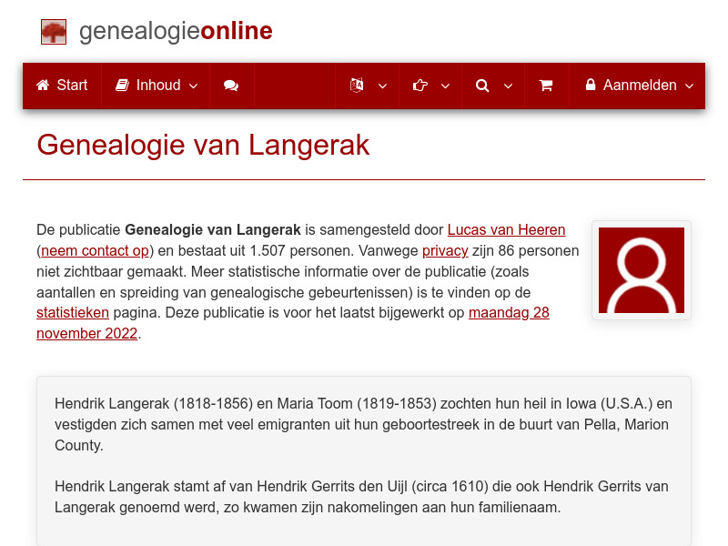 Screenshot van website