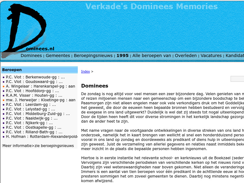 Screenshot van website