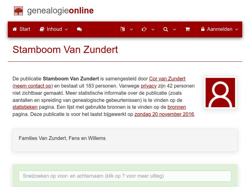 Screenshot van website