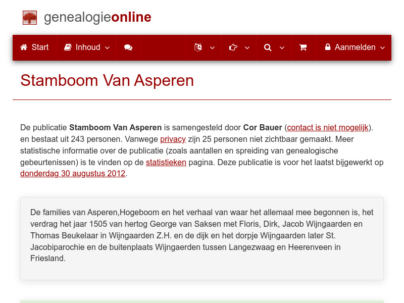 Screenshot van website