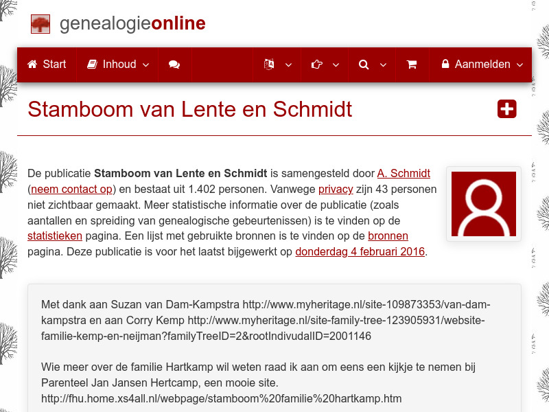 Screenshot van website