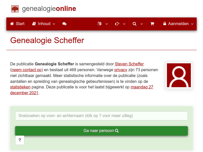Screenshot van website